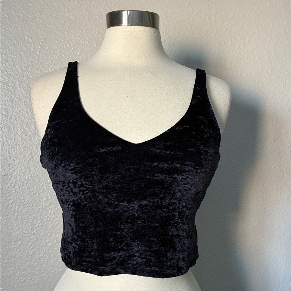 lululemon athletica Crushed Velvet V-Neck Align Crop Tank Top Sports Bra Black